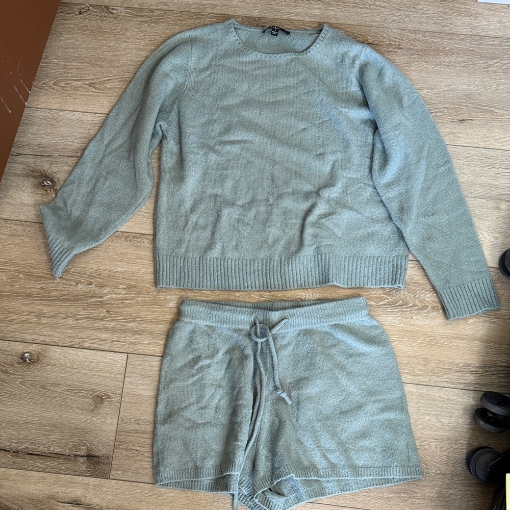 Lulu's Sage Green Sweater and Shorts Set